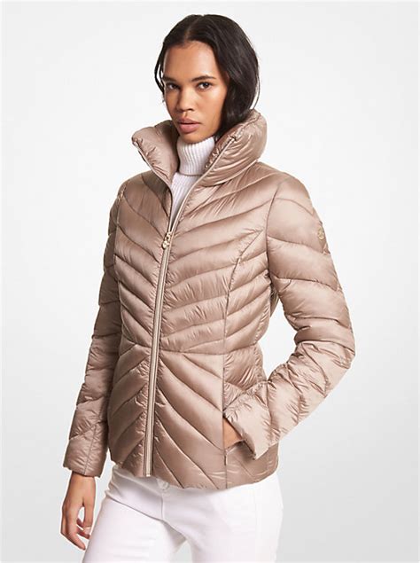 michael kors premium down blend jacket|michael kors packable nylon anorak.